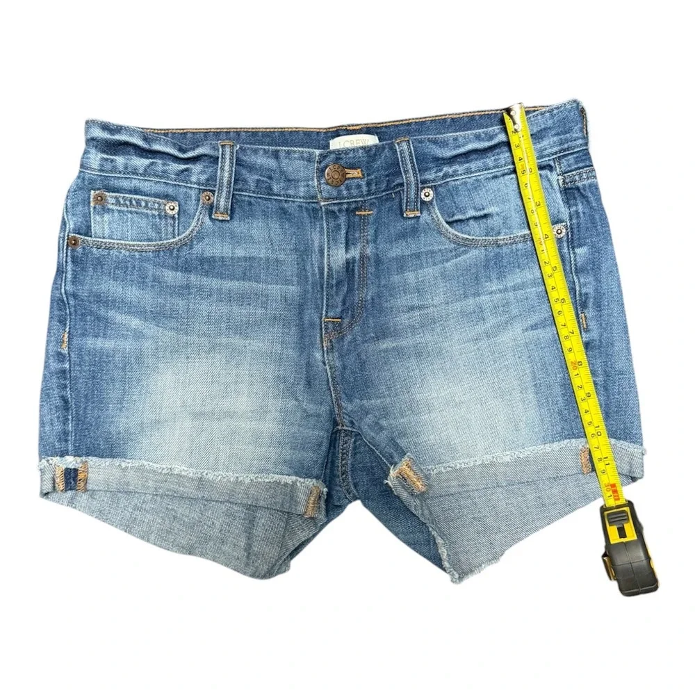 J.Crew Womens Denim Shorts Cuffed Medium Wash 100% Cotton Size 25